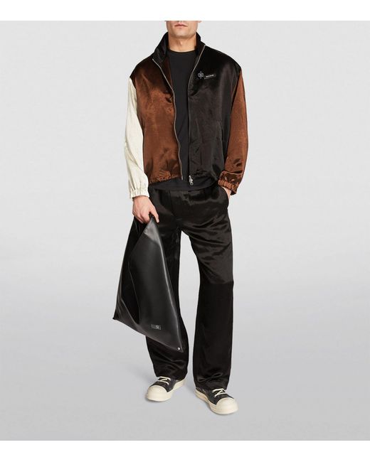 Song For The Mute Brown Satin Panelled Bomber Jacket for men