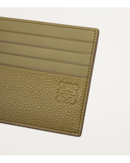 Loewe Green Leather Open Card Holder for men