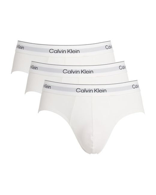 Calvin Klein White Cotton Stretch Icon Hip Briefs for men