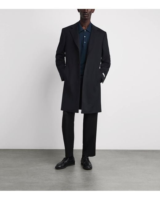 Canali Blue Wool-Cashmere Overcoat for men