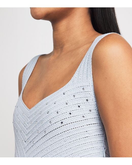 Maje White Embellished Crochet Midi Dress
