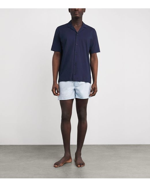 Hanro Blue Jersey Night & Day Henley Shirt for men
