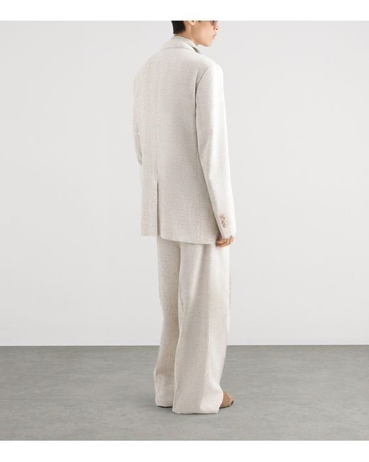 Dolce & Gabbana White Linen-Wool Tweed Blazer for men