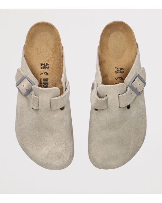Birkenstock White Suede Boston Clogs