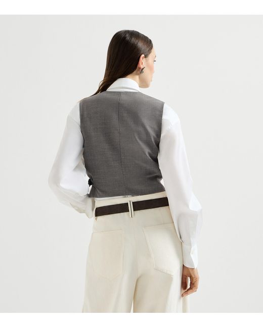 Brunello Cucinelli Gray Tropical Luxury Wool Waistcoat