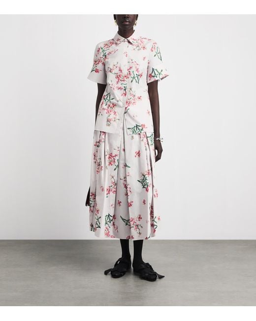 Erdem White Cotton Floral Short-Sleeve Shirt