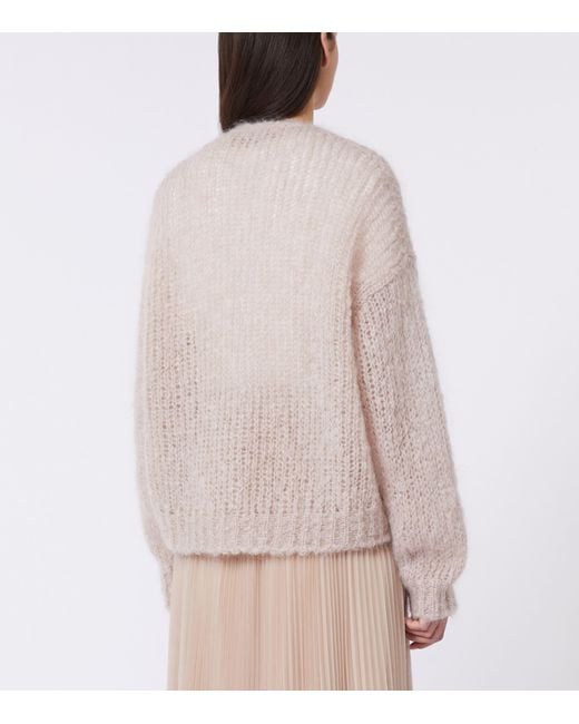 Weekend by Maxmara Natural Mohair-Wool-Blend V-Neck Cardigan