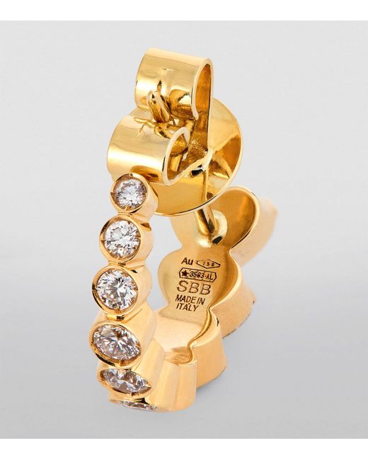 Sophie Bille Brahe Metallic Petite Yellow Gold And Diamond Boucle Coeur Huggie Hoop Earrings