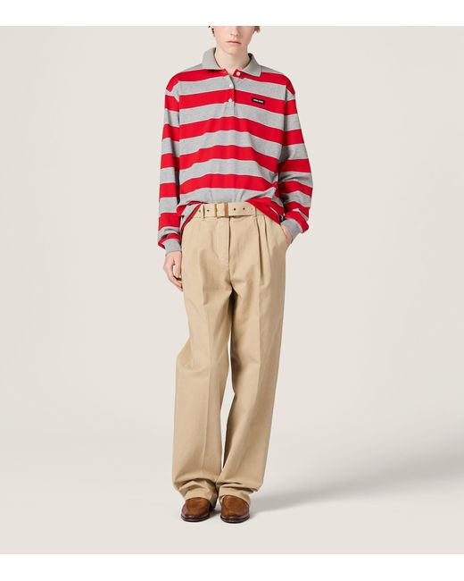 Miu Miu Red Cotton Stripe Rugby Shirt