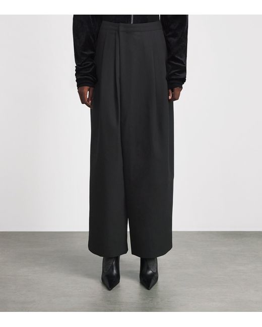 Source Unknown Black Pleated Wide-Leg Leiko Trousers