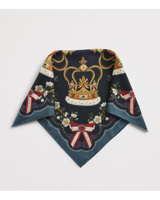 Harrods Green Silk Regal Print Square Scarf