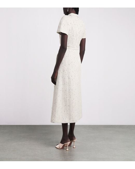 Huishan Zhang White Tweed Genevieve Midi Dress