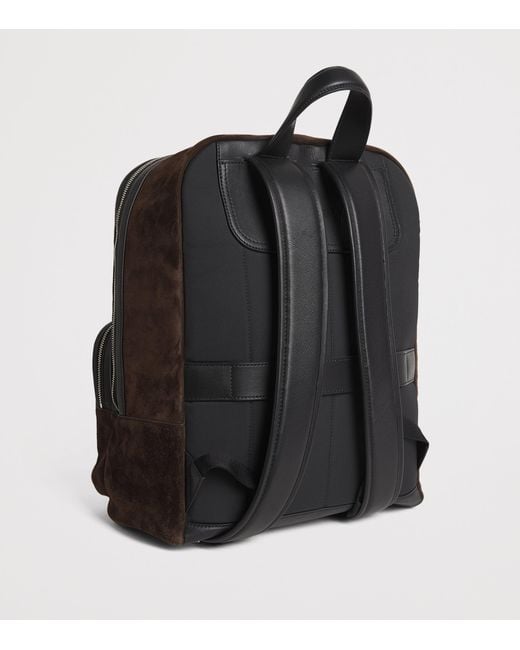 Brioni Brown Suede Via Veneto Backpack for men