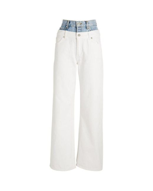 Sandro White Double-Waistband Mom Jeans