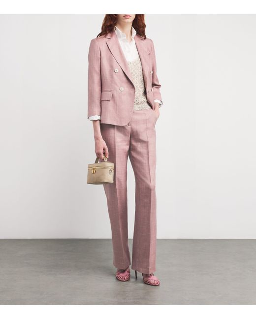 パンツ ELEVENTY PINK LINEN PANTS New ZARA Women's Size Xs Pink Linen Blend High Waisted