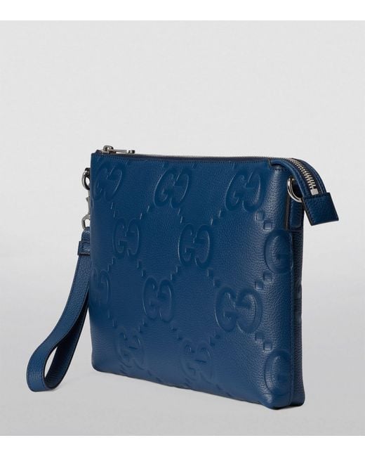 Gucci Blue Leather Jumbo Gg Messenger Bag for men