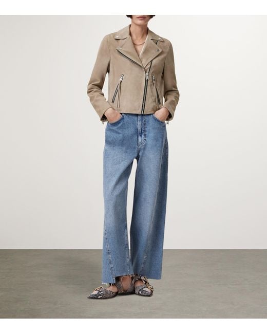 AllSaints Natural Suede Dalby Biker Jacket