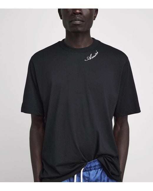 Amiri Black Cotton Script T-Shirt for men