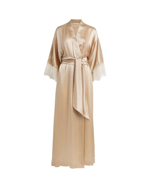 Carine Gilson Natural Silk Lace-Trim Louise Kimono