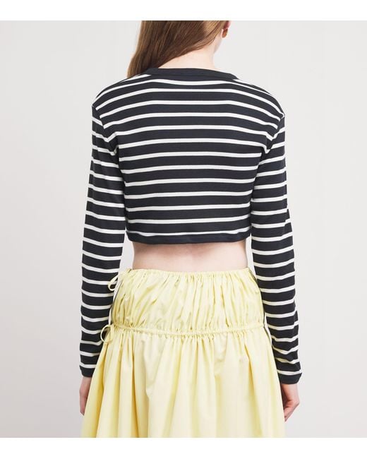 Sandro Black Cotton Stripe Crop Top