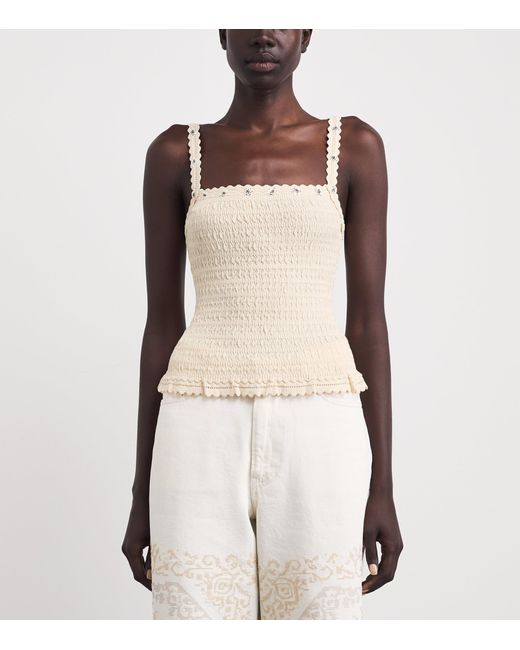 Claudie Pierlot Natural Embellished Knit Tank Top