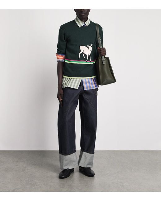 J.W. Anderson Green Leather Loafer Messenger Bag for men