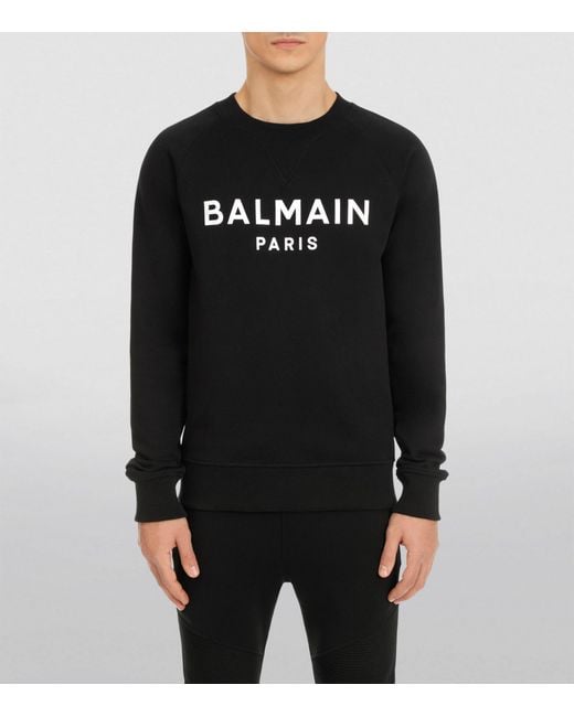 Balmain Black Organic Cotton Logo Sweatshirt for men