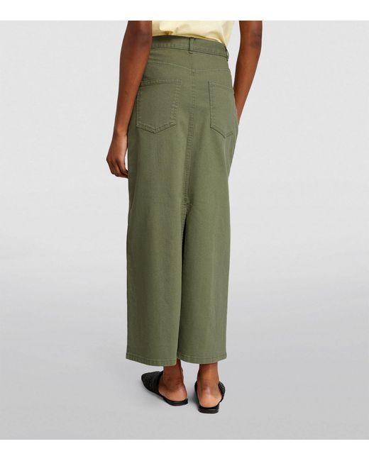MAX&Co. Green Cotton-drill Maxi Skirt