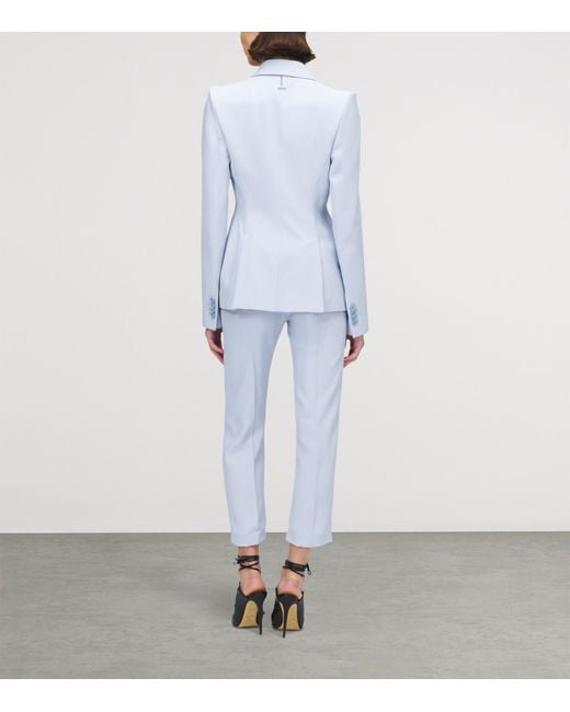 Alexander McQueen Blue Single-Breasted Blazer