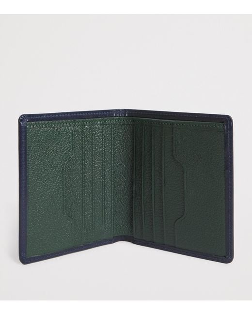 Swaine Blue Leather Bifold Wallet for men