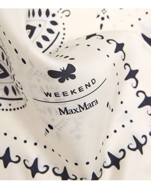 Weekend by Maxmara Metallic Silk Bandana Print Square Scarf