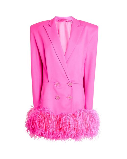 The Attico Feather-trim Blazer Dress in Pink | Lyst Canada