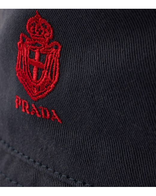 Prada Blue Cotton Old Gabardine Bucket Hat for men