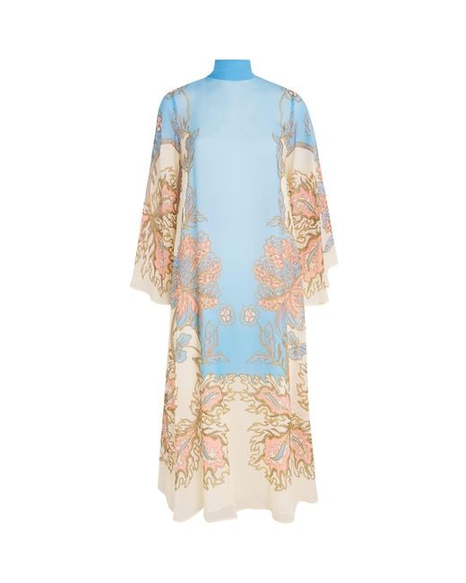 LaDoubleJ Blue Silk Magnifico Midi Dress