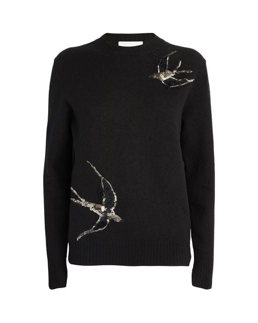 Jil Sander Black Wool Sequinned-swallow Sweater