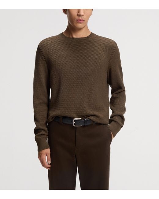 Boss Brown Virgin Wool-Silk Sweater for men