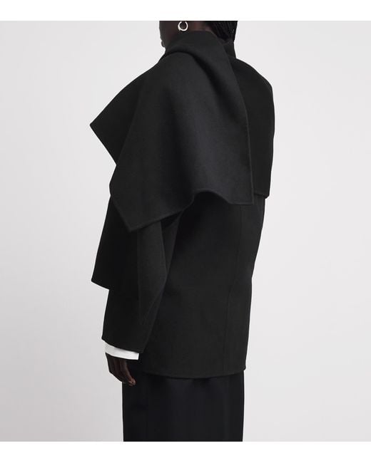 Camilla & Marc Black Wool-Blend Scarf-Neck Memoria Coat
