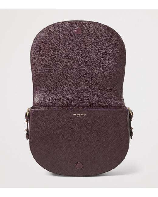 Aspinal Purple Leather Stella Cross-Body Satchel