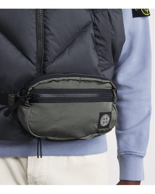 Stone Island Black Logo Patch Belt Bag for men