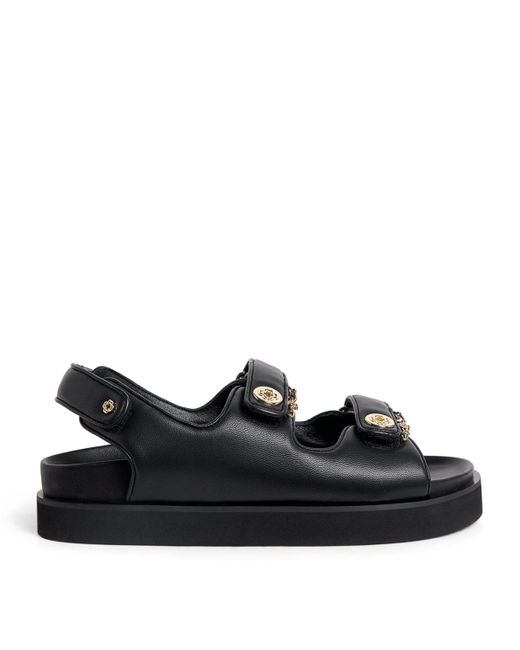 Maje Black Faux Leather Clover Sandals
