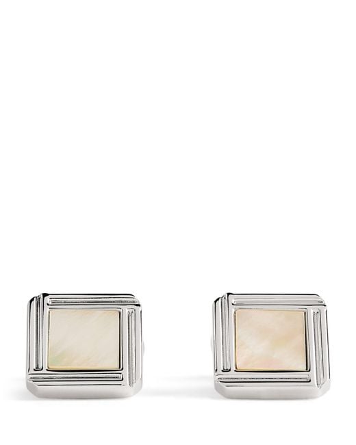 Babette Wasserman White Rhodium-Plated Celtic Mother Of Pearl Cufflinks for men