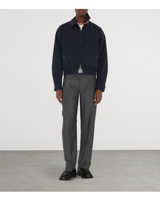Burberry Blue Cotton Gabardine Harrington Jacket for men