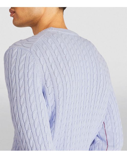 Lacoste Blue Organic Cotton-blend Cable-knit Sweater for men