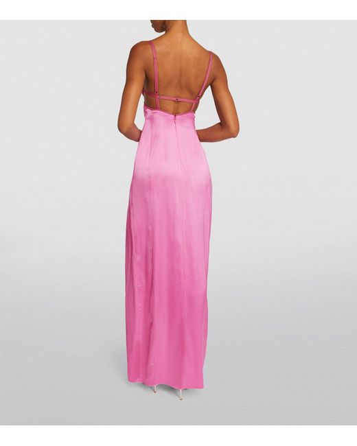 Nensi Dojaka Pink Satin Double Petal Maxi Dress