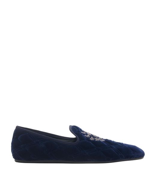 Burberry Blue Velvet Quilted Estate Slippers for men