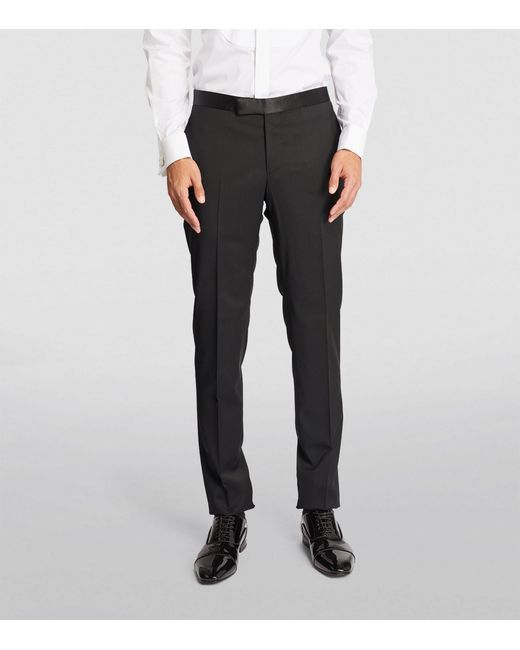 Pal Zileri Black Satin-waistband Classic Trousers for men