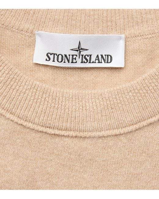 Stone Island Natural Virgin Wool Compass Logo Sweater for men