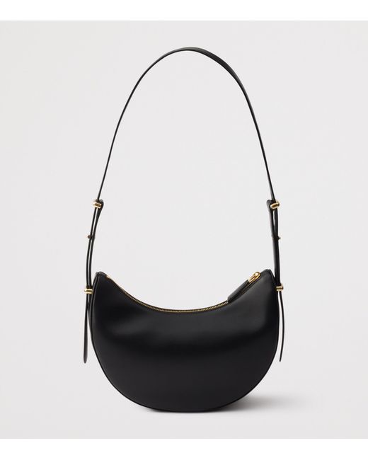 Prada Black Small Leather Arqué Shoulder Bag