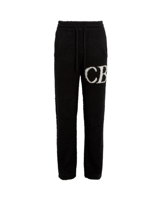Cole Buxton Black Wool-Blend Logo Sweatpants for men