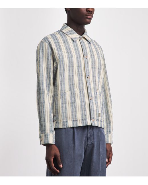 Wooyoungmi White Cotton Textured Stripe Shirt for men